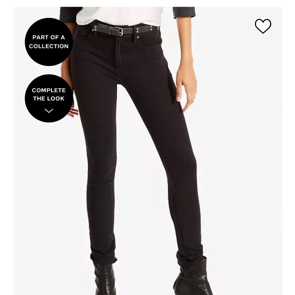 Levi's 721 High Rise Skinny Jeans Solid Black Denim Jeans Size 27 (L28 short)
